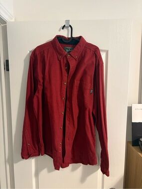 Woolrich Men's Long-Sleeve Button-Down Shirt in Deep Red